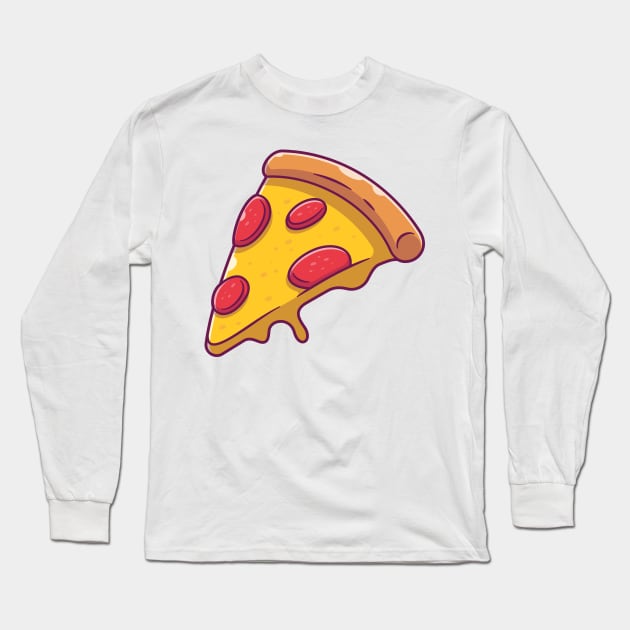 Slice of pizza with melted cheese cartoon Long Sleeve T-Shirt by Catalyst Labs